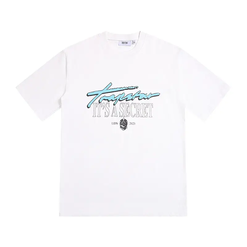 Cross-Border Export Trapstar Classic Short-Sleeved T-Shirt Rainbow New Letter Embroider Loose Men's and Women's Bottoming Shirt