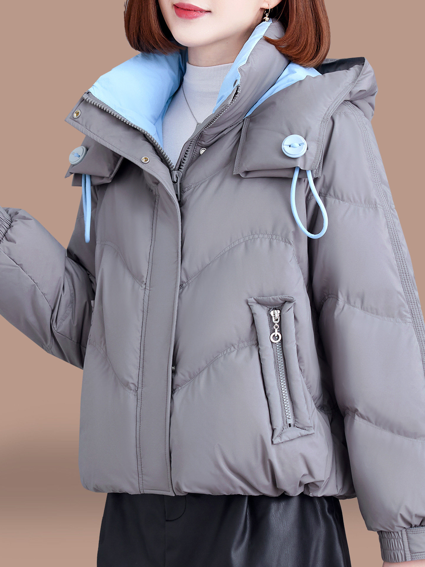 Short down Jacket for Women, Winter 2025 New Style, Loose Fit, Thickened, Cold-Proof, White Duck down Coat for Middle-Aged Moms