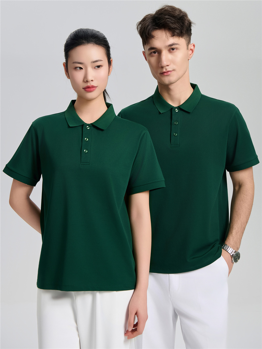 200g Soft Silk Skating Ionic Polo Shirt Short Sleeve Lapel T-Shirt Male and Female Waiter Work Clothes Customized