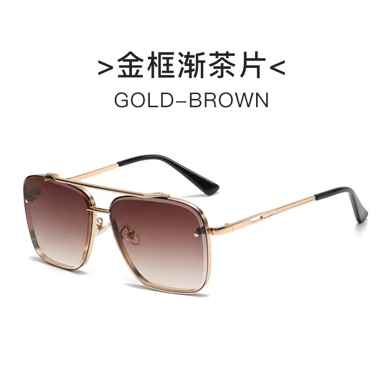 European and American Style Double-Bridge Cut-Edge Sunglasses for Men, Large Frame, Slimming Effect, Uv Protection, Trendy Sunglasses for Women, Suitable for Large Faces, Versatile, Driving Sunshade Foto QC de 1688 na Qualit.ly