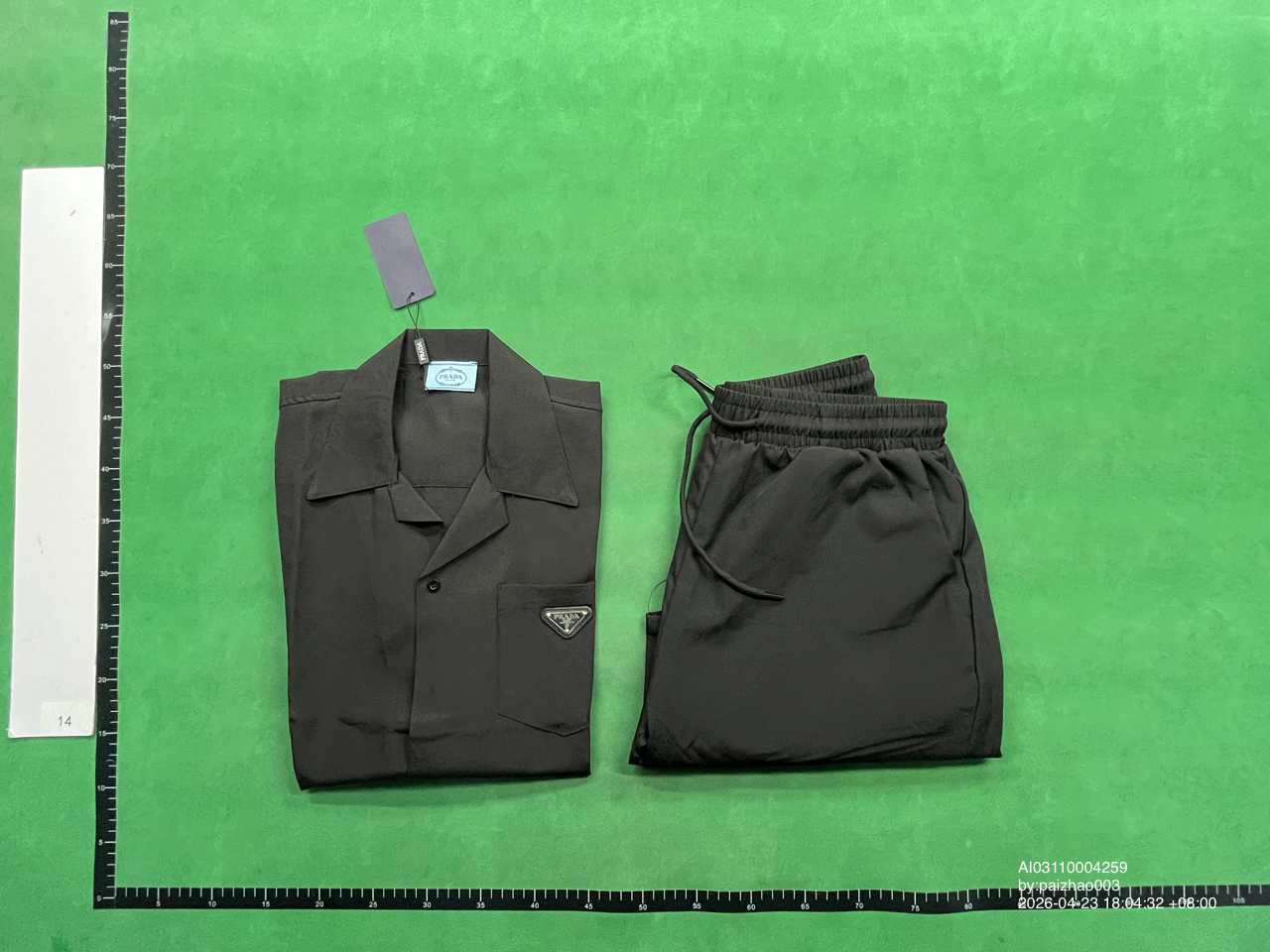 Prada Men's Black Short Sleeve Shirt and Shorts Set QC