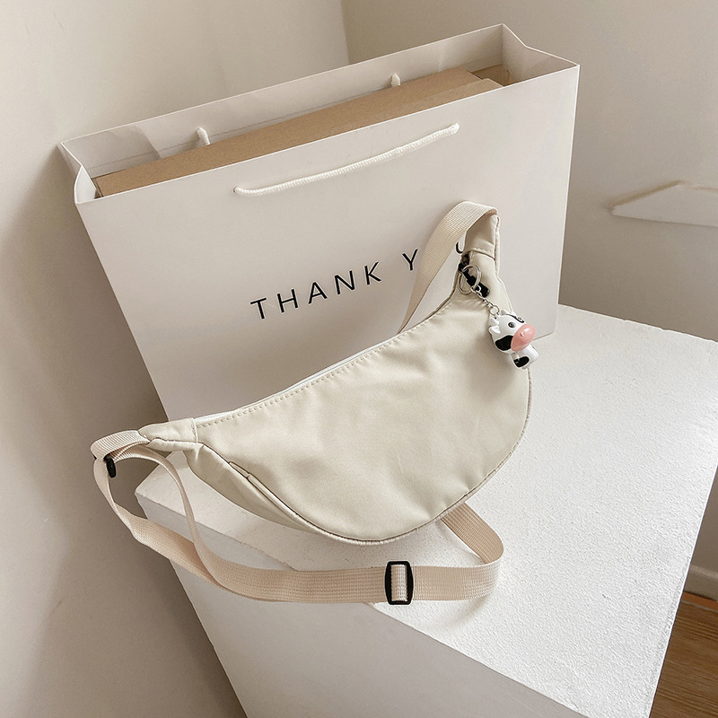 Large-Capacity Nylon Bag for Women 2021 New K-Style Simple Cow Pattern Crossbody Bag Wide Shoulder Strap Single Shoulder Dumpling Bag