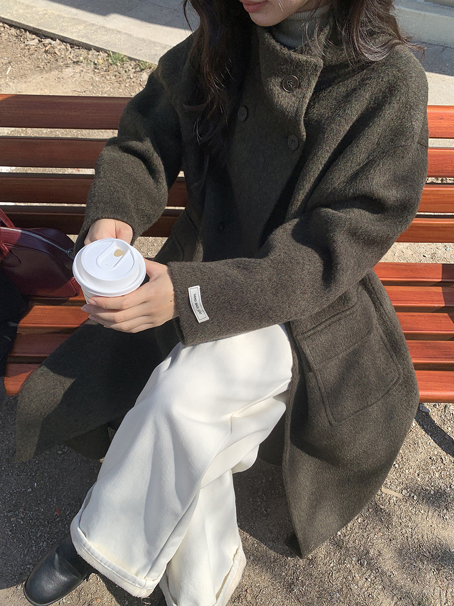 [Old Money in Shanghai] Geming Retro Stand Collar Double-Sided Wool Coat Women's Winter Long Wool Coat W907C