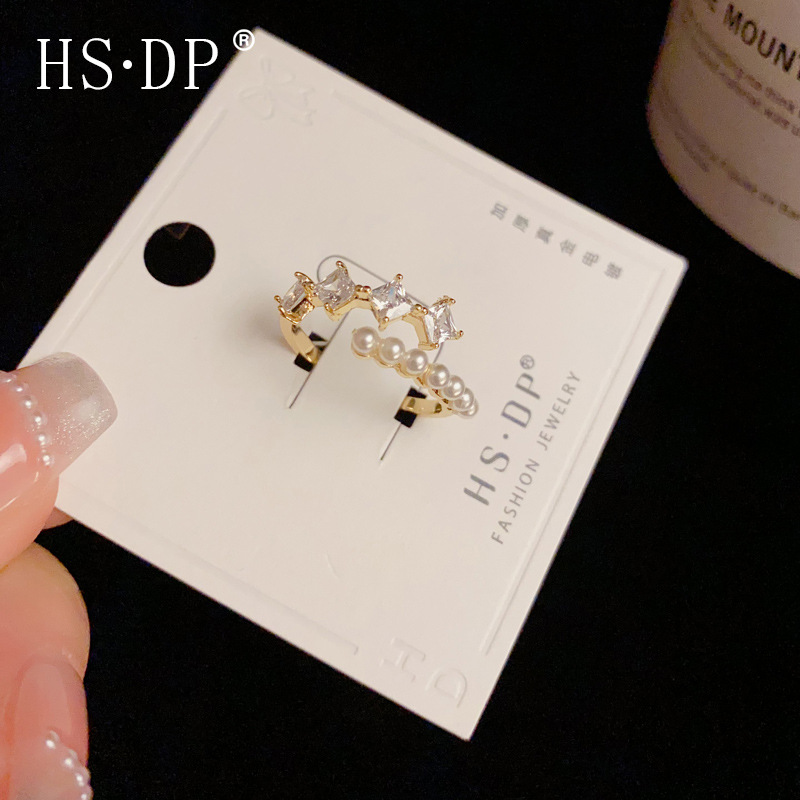 Light Luxury Micro Star Pearl Opening Ring Women's High-end Sense Personality Adjustable Dieting Finger Ring Simple Niche Jewelry