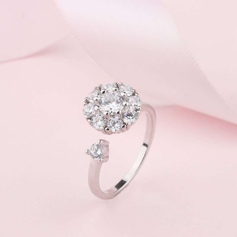 Shake Tone with Rotating Zircon Ring Simple Temperament Rotatable Lord of the Rings Opening Ring Accessories