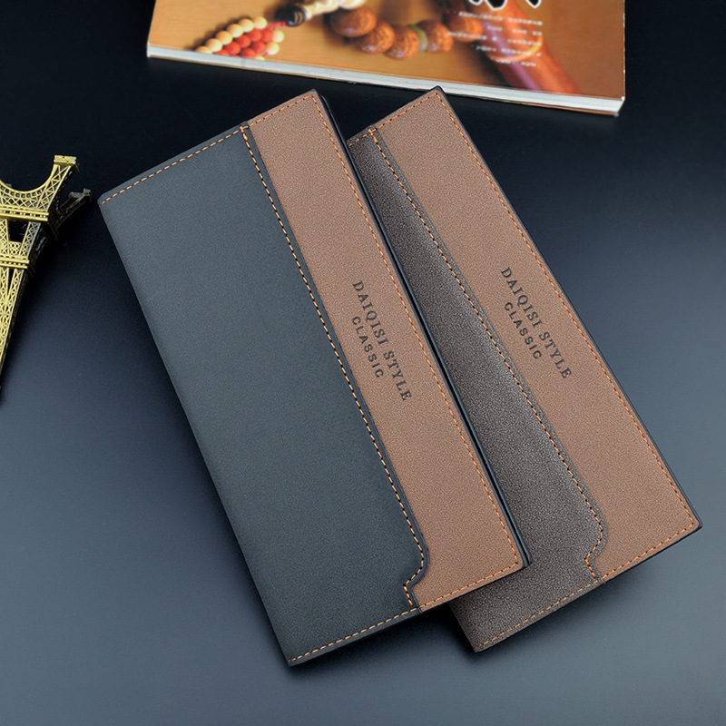 Men's Wallet Men's Long Wallet Fashionable Stitching Color Contrast Thin Youth Soft Wallet Multi-card Card Holder suit Bag