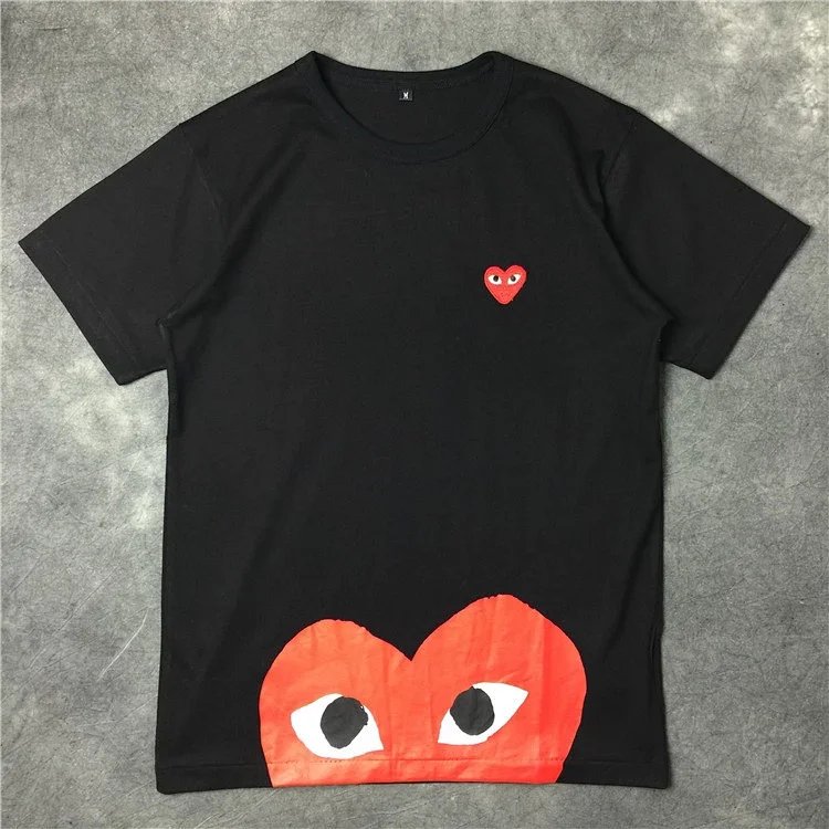Comme des Garçons PLAY Black T-shirt with Heart Logo and Eyes Graphic