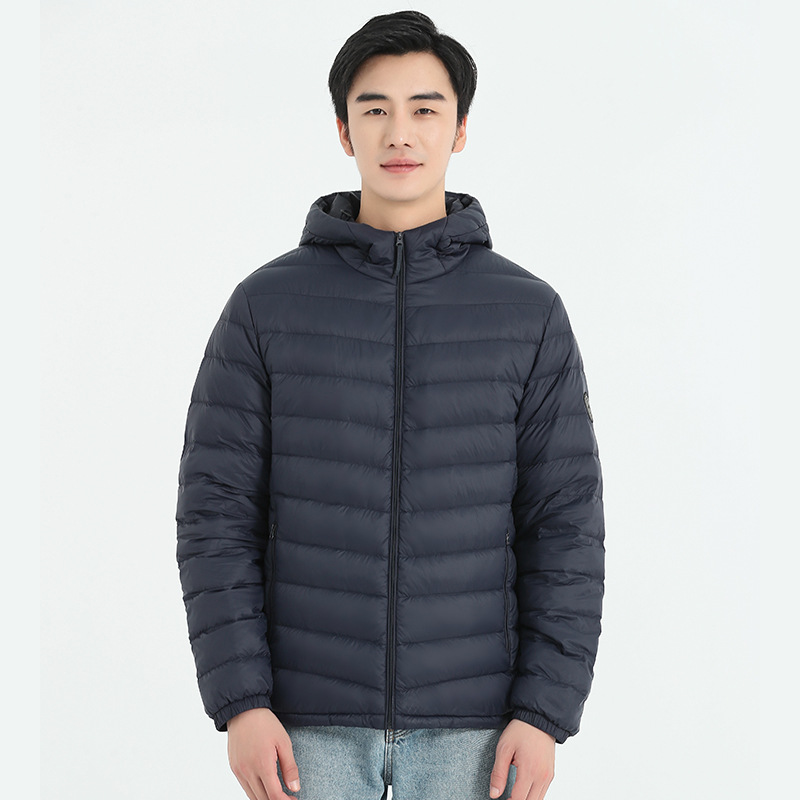 Men's export foreign trade 2043 autumn and winter new men's duck down hooded light down jacket fashion warm coat
