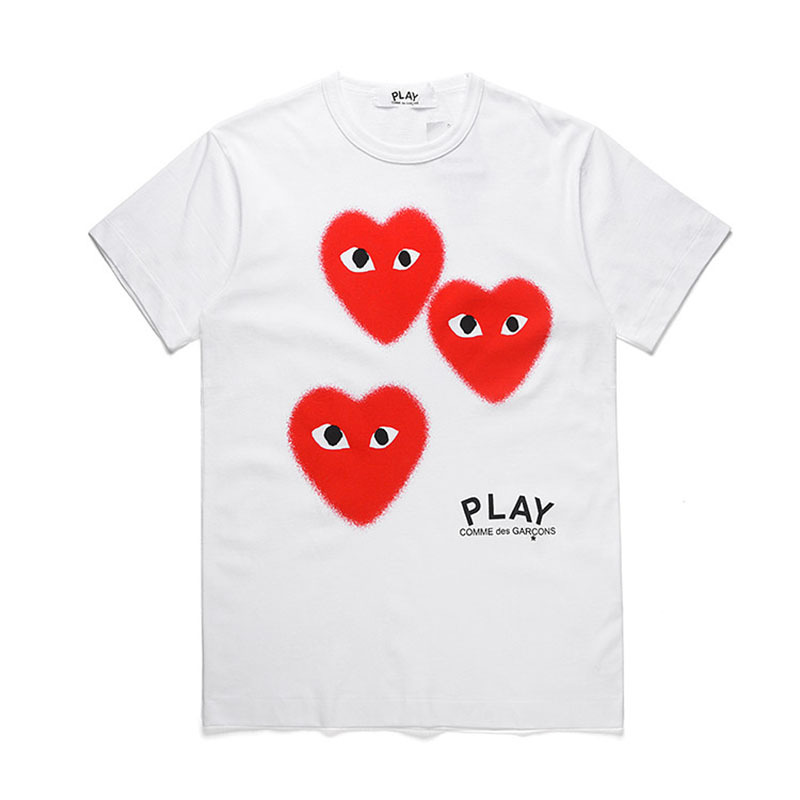 Trendy Brand Red Heart Multi-Heart T-Shirt Play New Men's and Women's Round Neck Pure Cotton Couple's Love Casual Short Sleeve