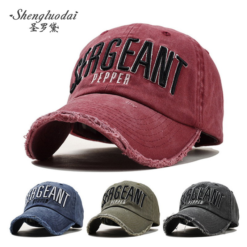 Denim Baseball Hat Men's Trendy Women's Korean-style Washed Old Hole Letter Broken Cap Spring and Summer Sun Hat