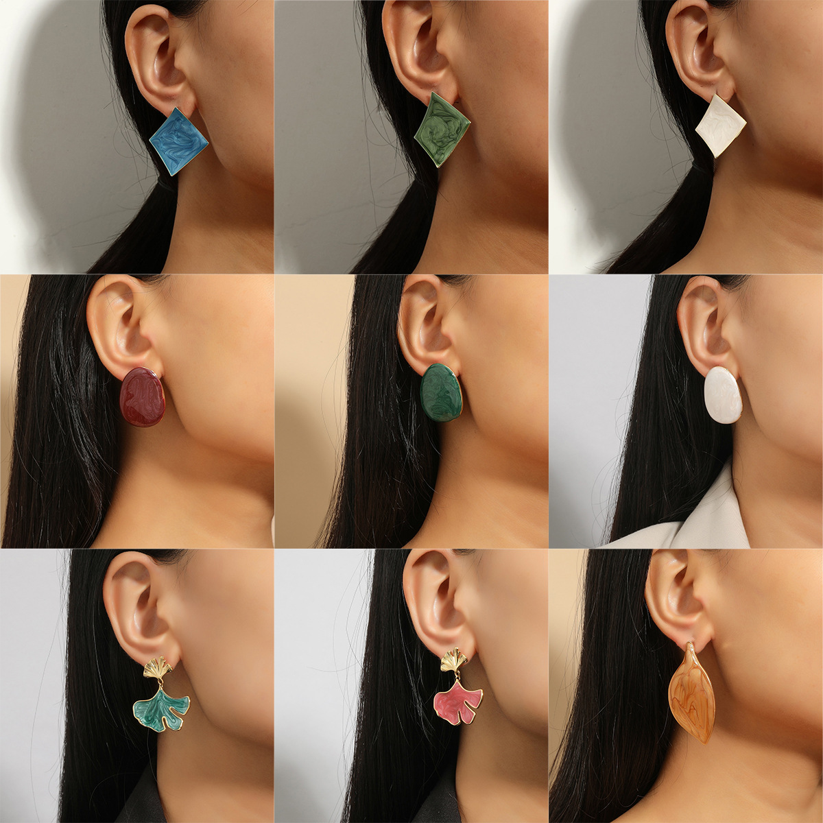 European and American Cross-border Jewelry Simple Geometric Earrings Women's High-end Ear Studs Antique Irregular Exaggerated Earrings