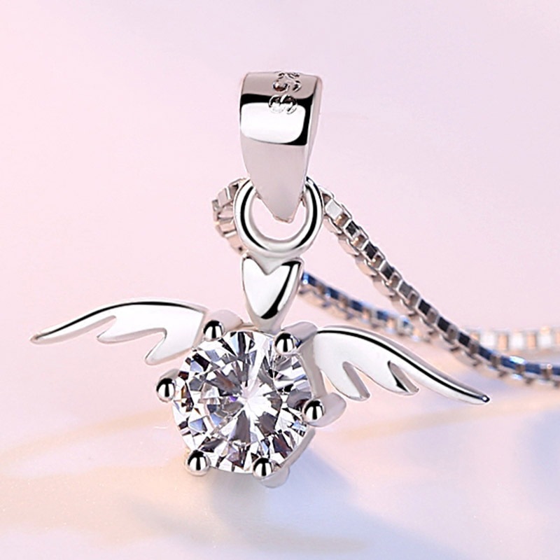 Runxin New Angel Wings Women's necklace fashion Diamond-embedded clavicle chain holiday commemorative gift for girlfriend