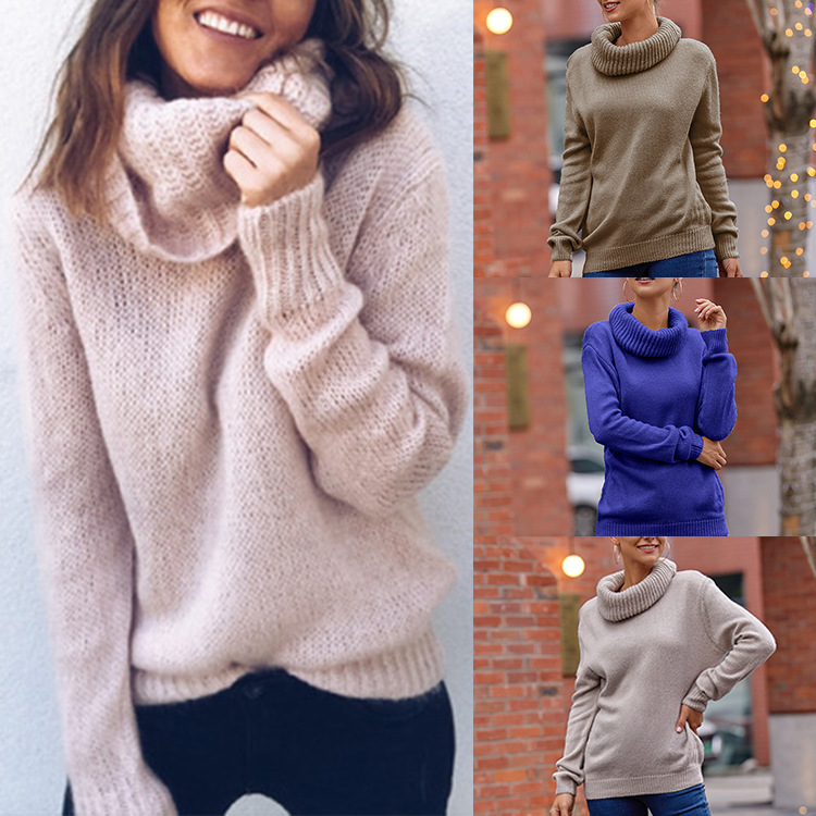 2026 Aliexpress Autumn and Winter New Sweater for Women Amazon Mohair Solid Color Long-Sleeve Turtleneck Pullover Knitwear