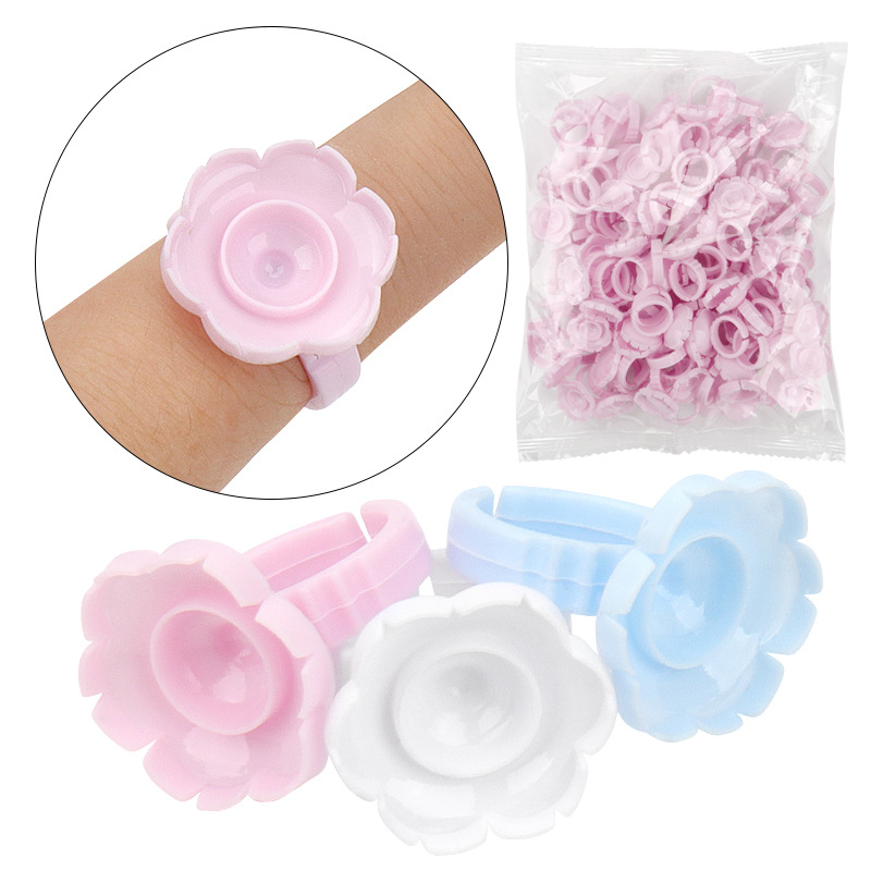Wholesale grafting eyelash auxiliary tool drop glue flower ring cup eyelash ring flowering cup 100/bag