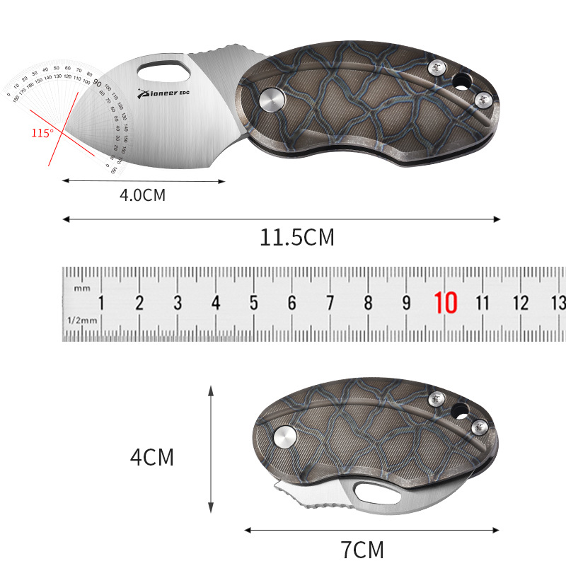 Titanium Alloy Edc Lightweight Outdoor Titanium Folding Knife Practical Folding Knife Made of 14C28N Steel Titanium Alloy with Sandblasting Finish
