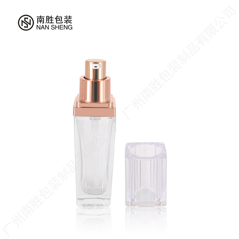 Liquid Foundation sub-bottle square pressing lotion pump head glass bottle isolation BB cream skin care products empty bottle wholesale