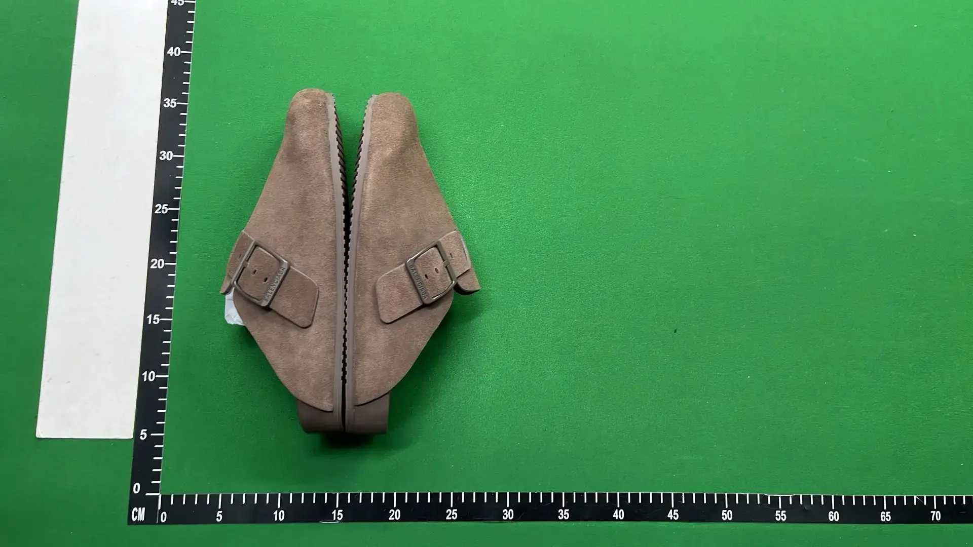 Balenciaga Logo Buckle Slides Taupe