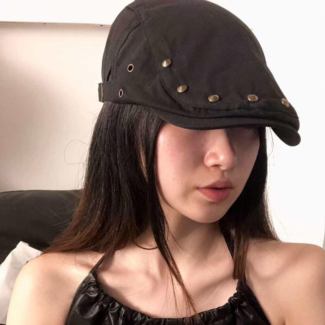 Korean Style Vintage Rivet Newsboy Hat Women's Newsboy Hat Summer Casual Beret Sunshade Sunscreen Cap