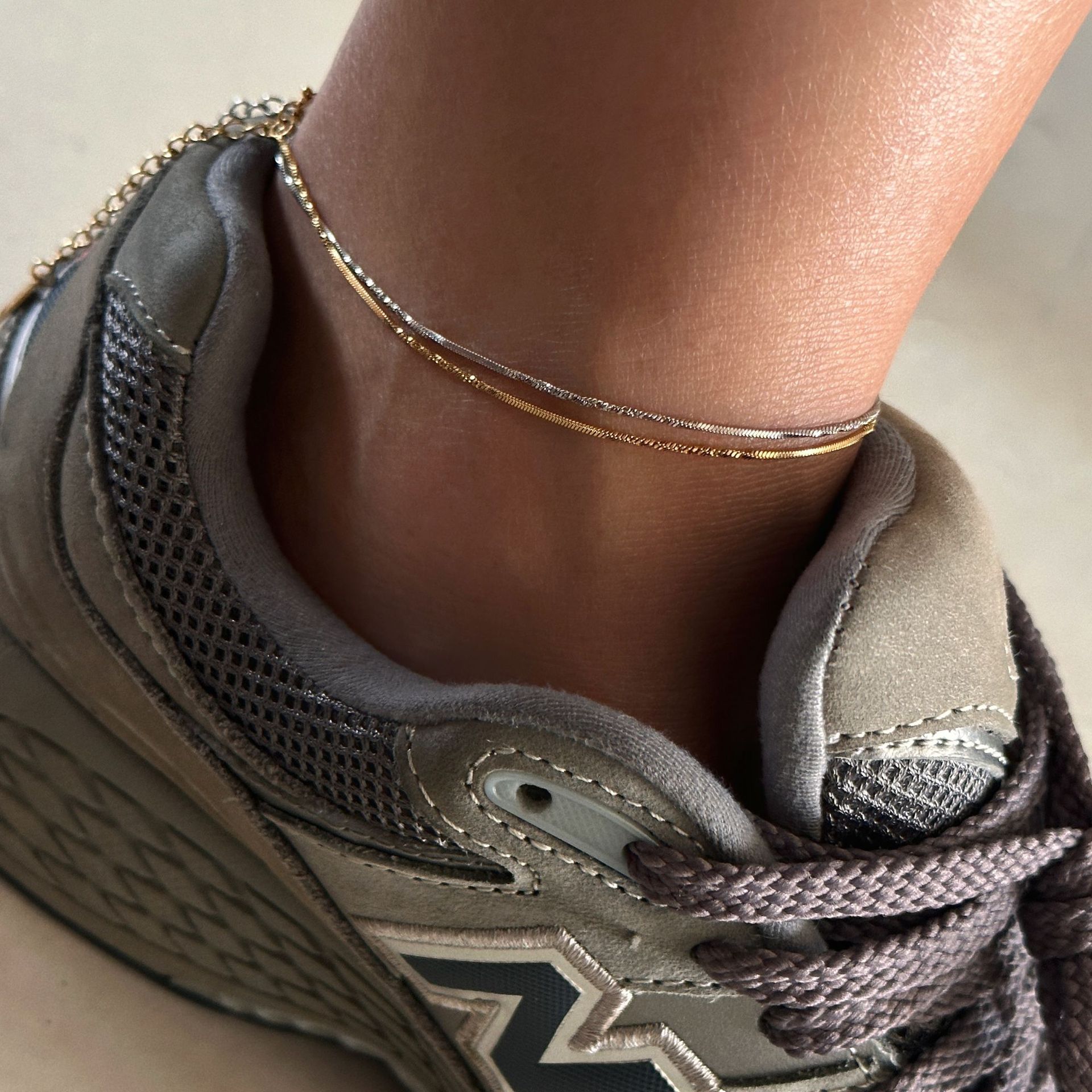 Dazan Wholesale Factory European and American Cross-Border Simple Retro Style 18K Electroplated Twisted Square Snake Chain Gold and Silver Anklet