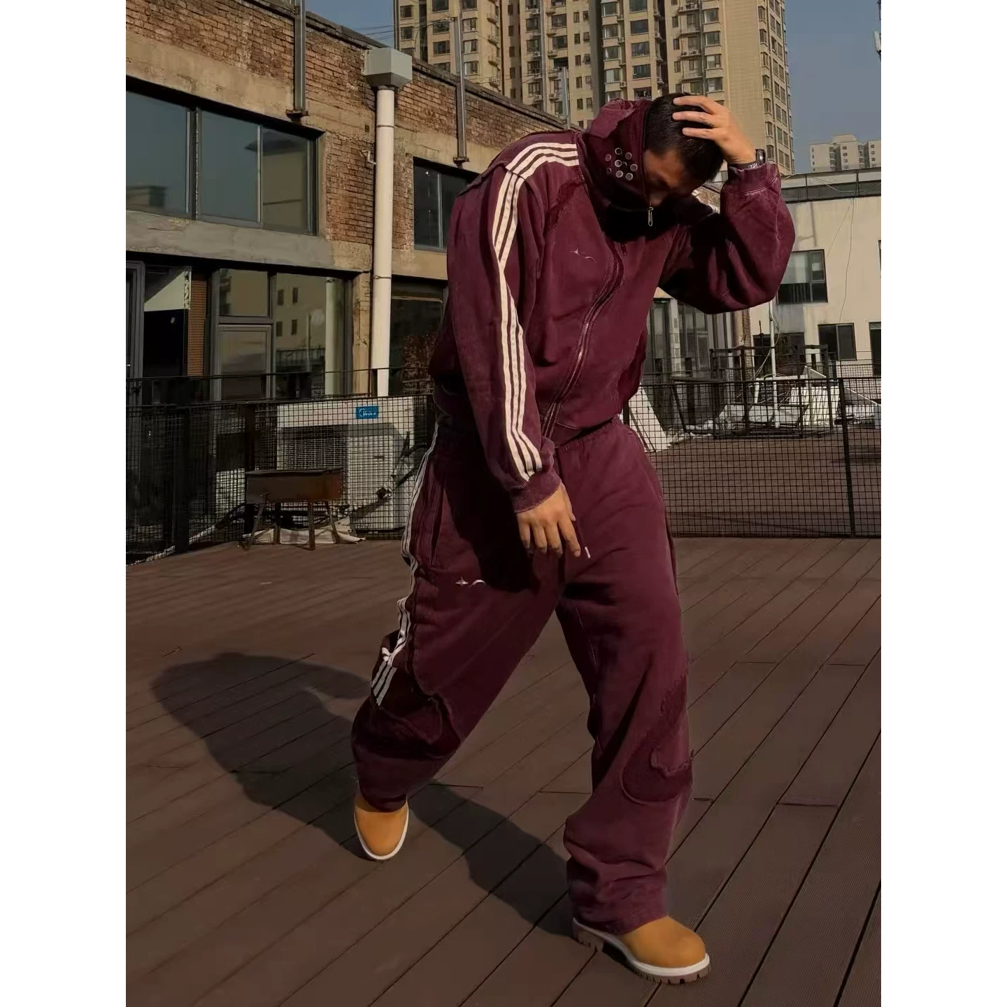 Onlfog Original Independent Hardware Embroidery Collaboration Washed Soft Loose Fit Sports Unisex Hooded Sweatshirt and Pants