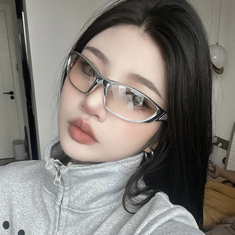 Y2K Sports Sunglasses European and American Internet Celebrity Ins silver Fashionable Glasses Personalized Riding Futuristic All-Match Sunglasses
