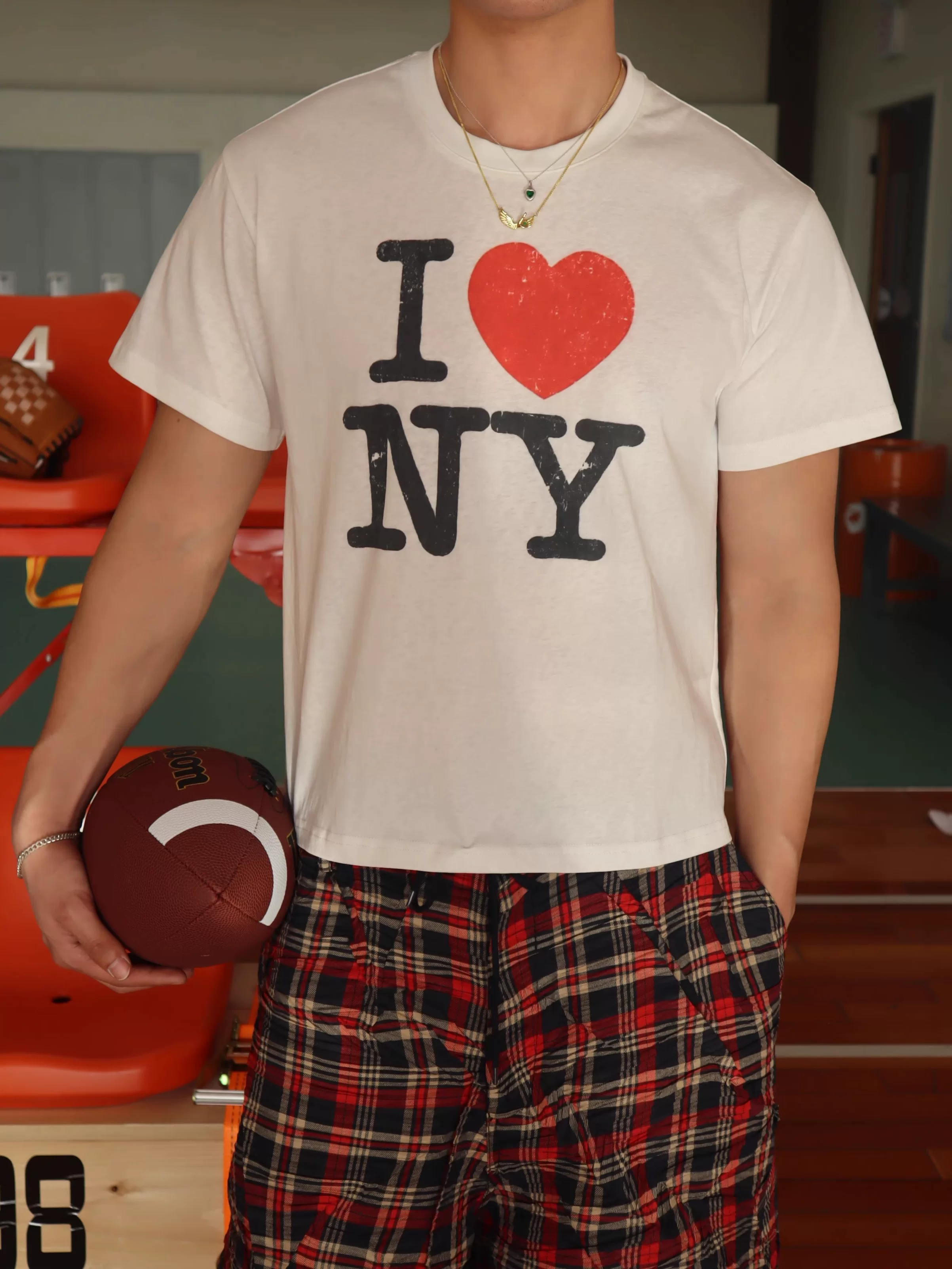 Insgale 25Ss Retro I Love Ny American Commemorative Slogan Vintage Short-Sleeved T-Shirt