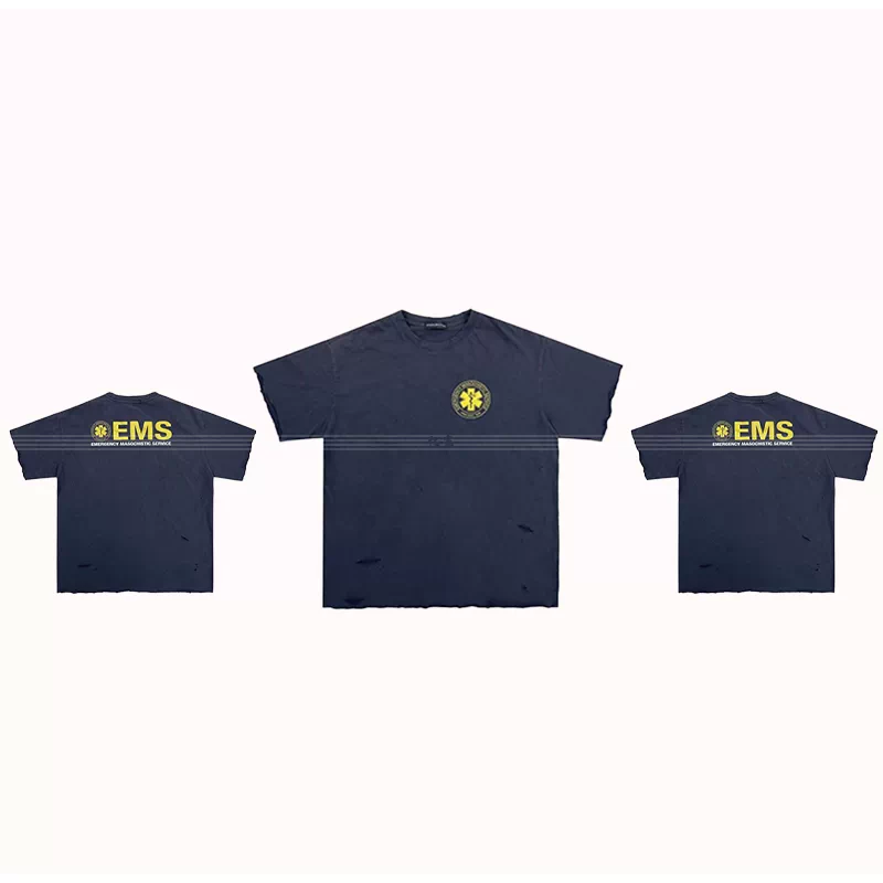 Foreign OEM Grailz Project G R, washed and worn, damaged silhouette, short sleeved, tee slogan, OS
