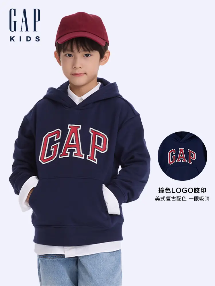 [Same Style for Boys and Girls] Gap Boys Fall and winter New arrival Logo Fleece Heattech Loose Hooded Sweatshirt 646085