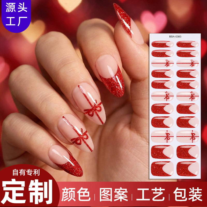 Zhengxiang Factory Customized Oem Heart-Shaped No-Bake Gel Nail Stickers Uv-Free Gel Nail Stickers Odm