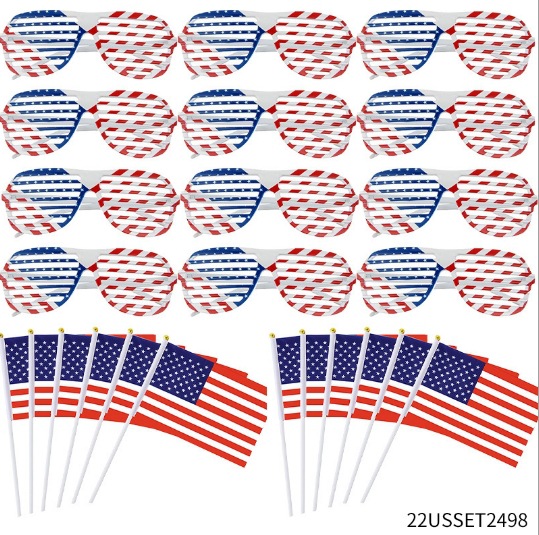 American Independence Day Glasses, Flag, Hand-Waving Flag Set, Decoration, Ready Stock, Colorful Carnival Party