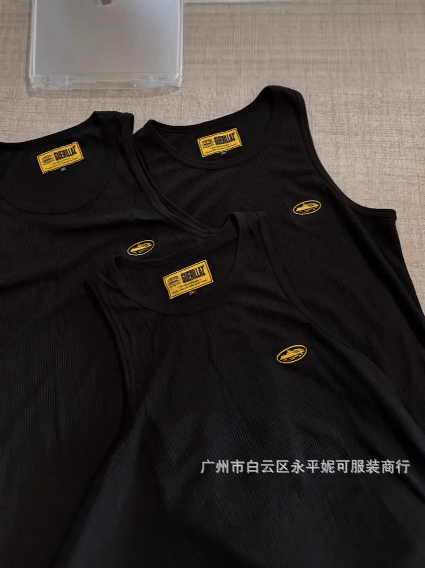 Crtz Tank Top American Trendy Brand Embroidered Waffle Tight Vest European and American Hip-Hop Fitness Sports Sleeveless