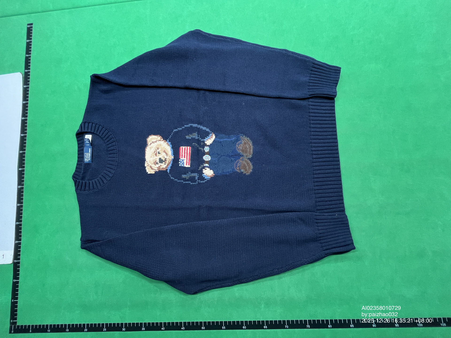 2025 Autumn/Winter New Style Pure Cotton Heavy Craft Cartoon Bear Crew Neck College Style Age-Reducing Versatile Sweater Unisex QC