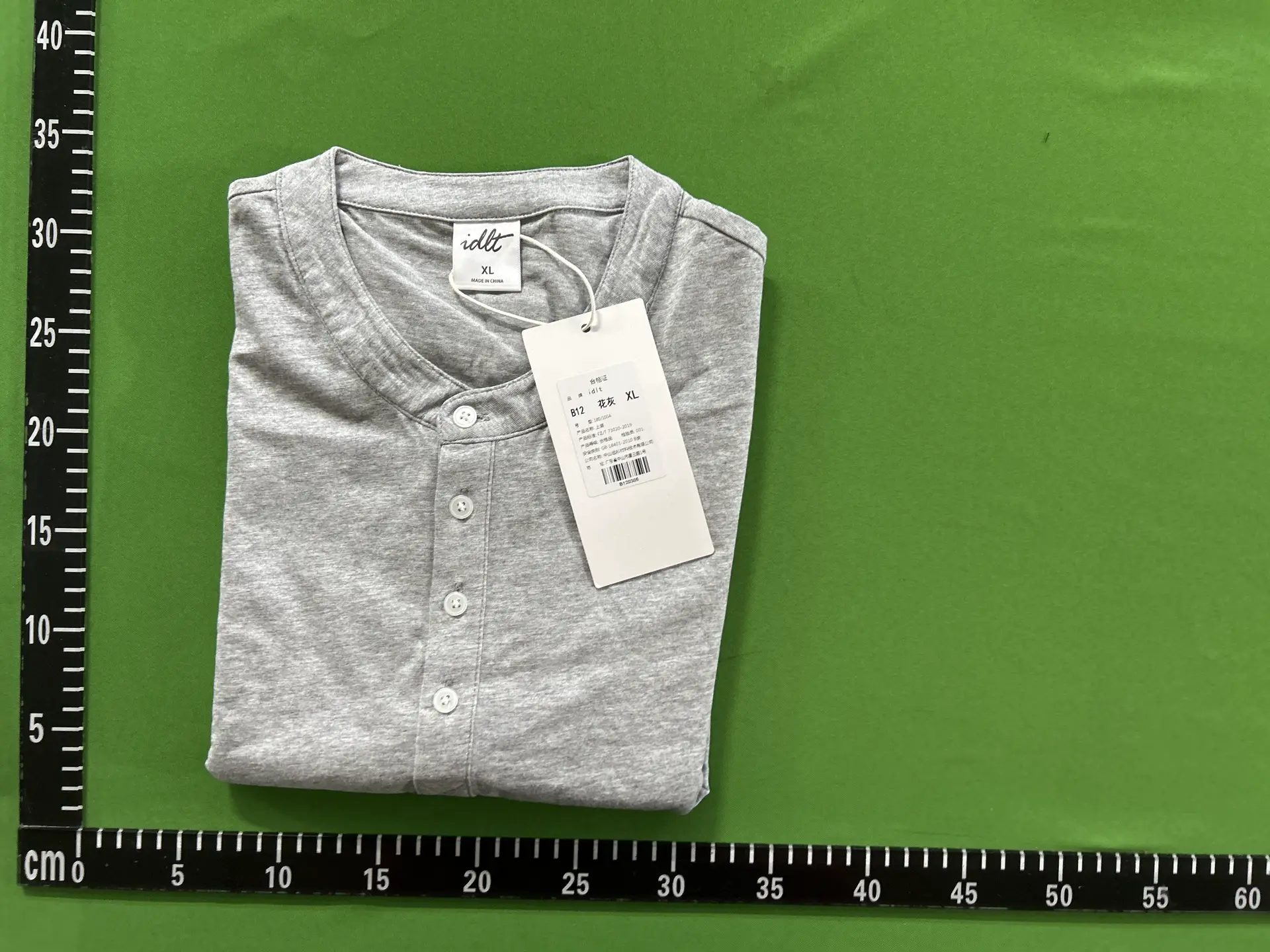 Idlt Short Wide Henry Collar 215g Loose T-Shirt Long Sleeve Button Style Simple Versatile Base Shirt Casual and Comfortable