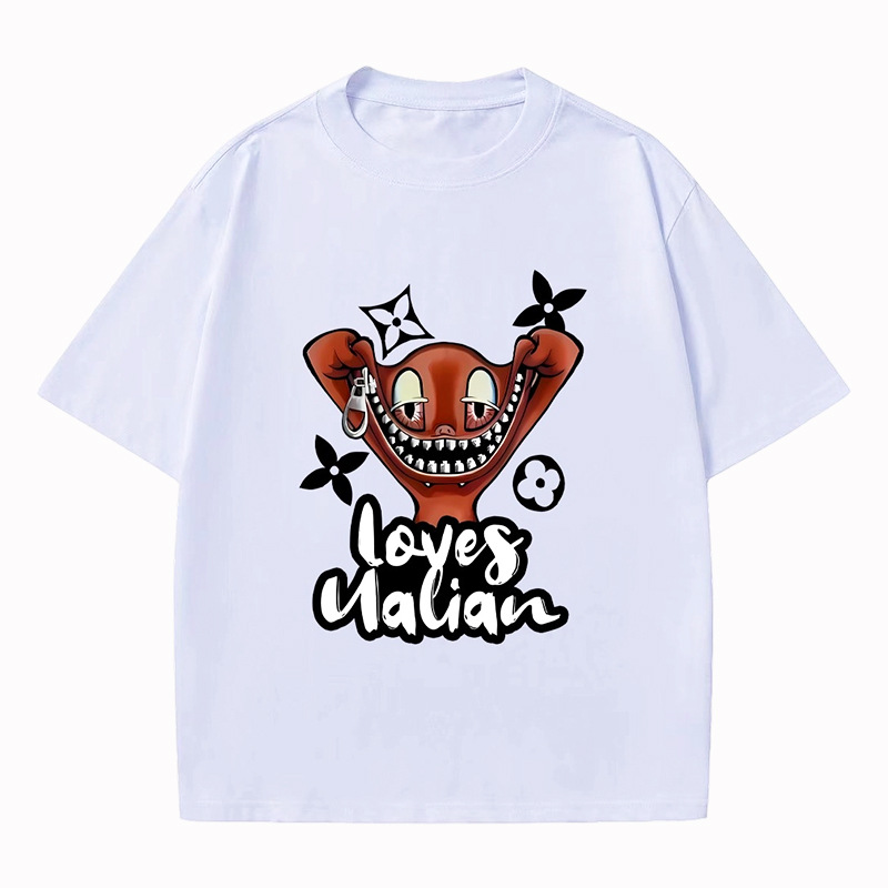 Short-Sleeved T-Shirt Unique Art Design Cartoon Print Loose Half-Sleeved Top Summer Loose Sports T-Shirt Wholesale