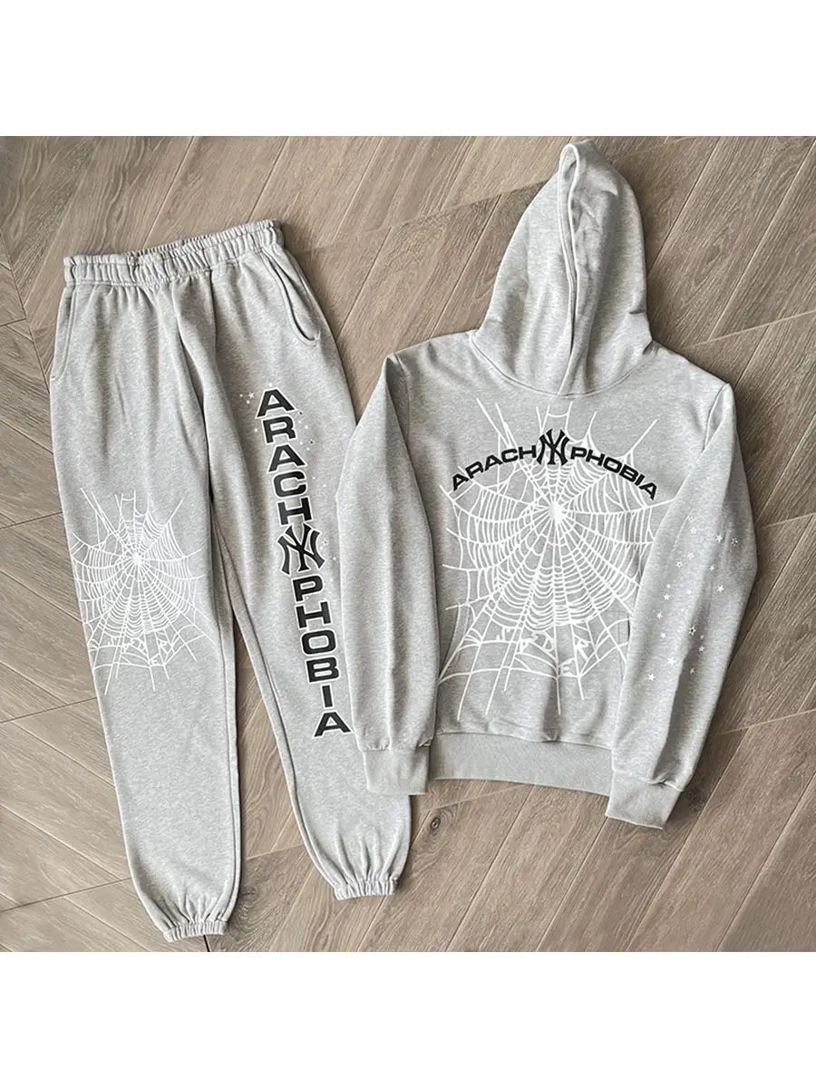 Sp5Der 555555 Navy Phobia Ny Hoodie Pants Spider Web Sweatshirt pants Suit