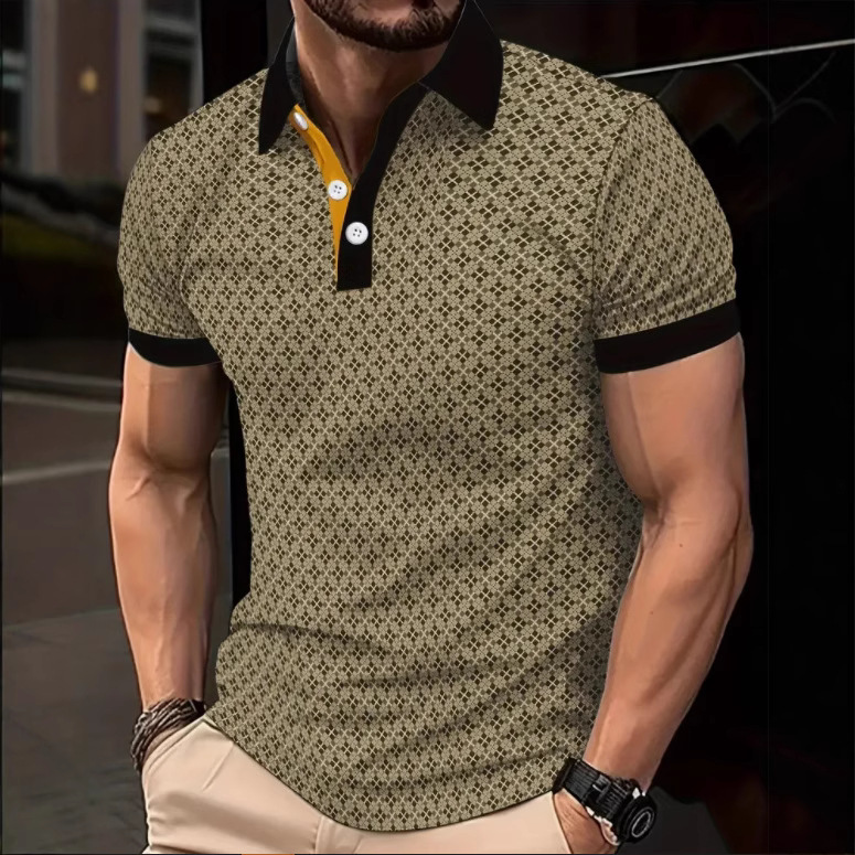 2025 Cross-border European and American Daily Casual Men's Short-sleeved Polo Shirt Fashion 3D Printed Lel Polo Men's Wear