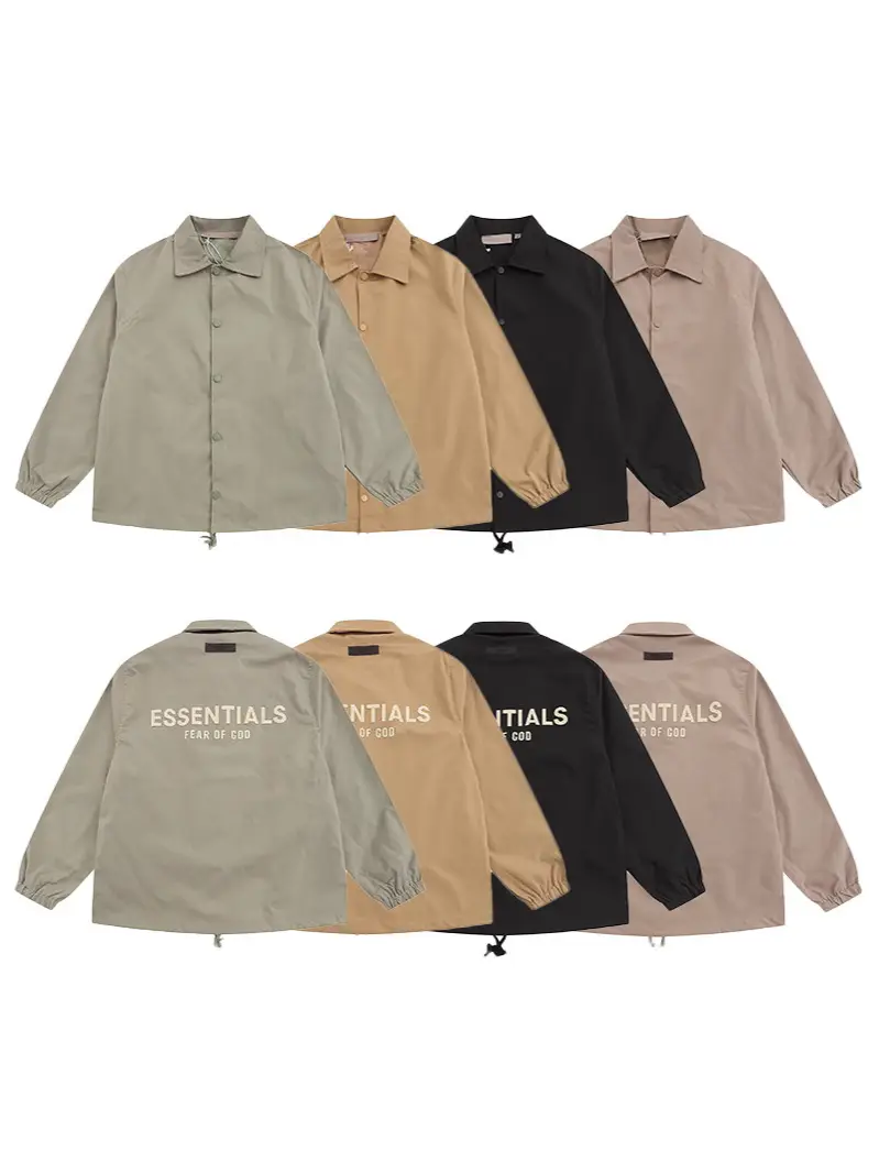 High Street Tide Brand ESSENTIALS FOG New Flocking Line Men's and Women's Casual Loose Jacket Coat Windbreaker