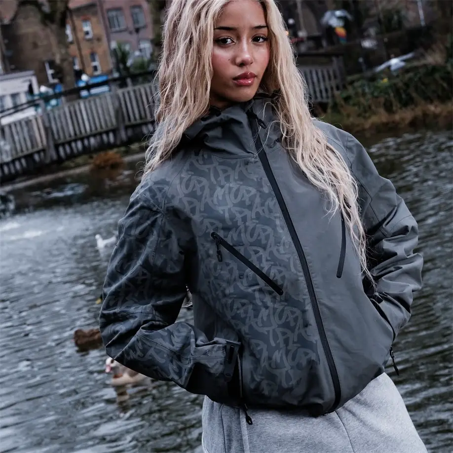 Mertra New Street Style Unisex Hooded Water-Soluble Hard Shell Gray Waterproof Jacket Autumn Casual Versatile Jacket