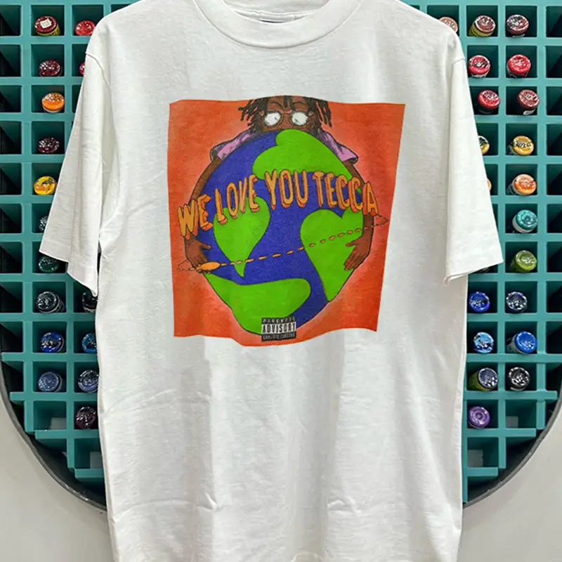 Lil Tecca Fashion Singing Singer Cartoon Print round Neck Short Sleeve T-shirt Vintage Vintage Style Half Sleeve Fashion