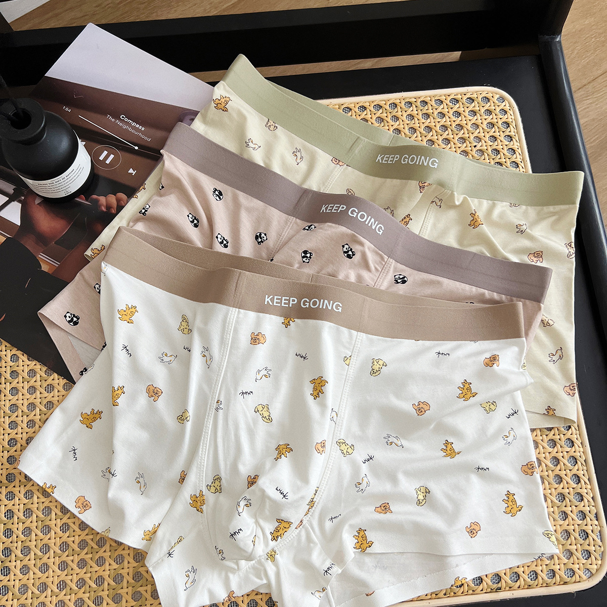 Ns169 Soft Cute Cartoon Puppy Seamless Casual Men's Underwear 7A Antibacterial Cotton Bottom Crotch Men's Underwear