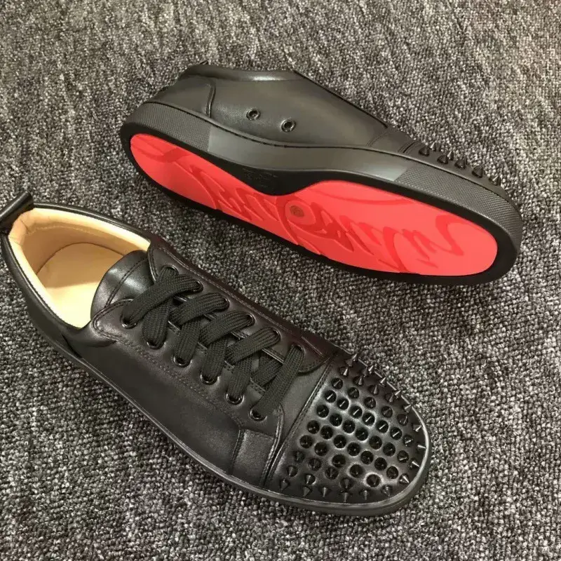 European Station CL Red Bottom European Men's Shoes Rivet Casual Lace-up Trendy Foreign Trade Couple's Board Shoes Black White Women's Shoes