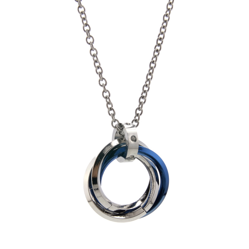 2019 New Three-Ring Pendant Titanium Steel Interlocking Sansheng Iii Necklace Trendyy Men's Wholesale Lscb23