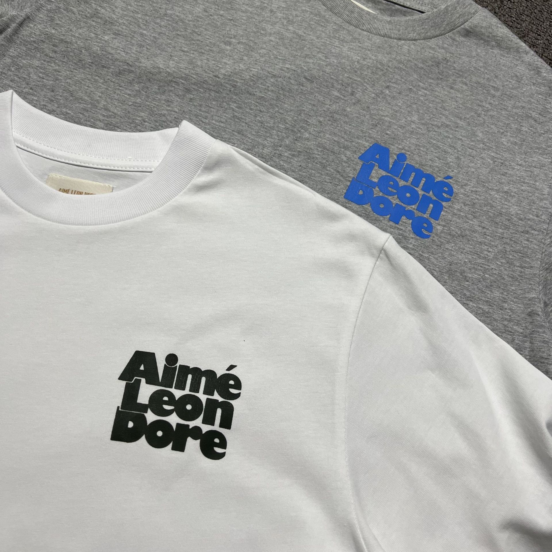 Ald Simple Letter Pattern Print Round Neck T-Shirt with Small Logo on the Chest, Minimalist High Street Hip-Hop Baseball Short-Sleeve Shirt
