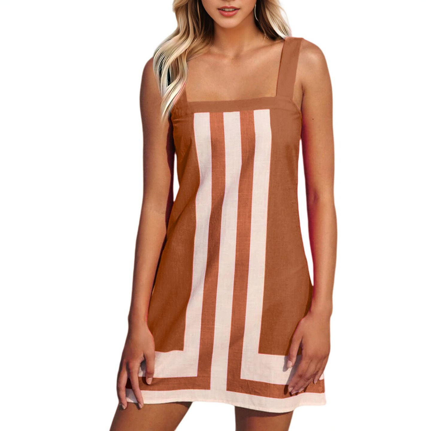 2026 Summer New Style European and American Cross-Border Foreign Trade Casual Short Skirt Seaside Resort Style Suspender Dress