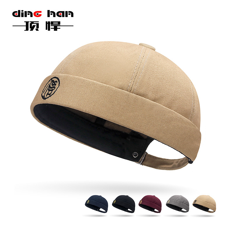 New Style Beanless Melon Skin Hat Japanese Style Yuppie Hip Hop Lord Hat Men's Retro Embroidered Women's Street Fashion Tang Hat
