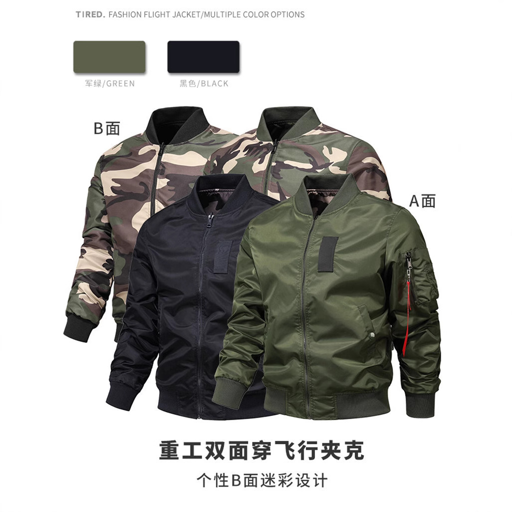 Cross-Border Reversible Jacket American Retro Trendy Brand Foreign Trade Pilot Jacket Amazon Casual Baseball Uniform