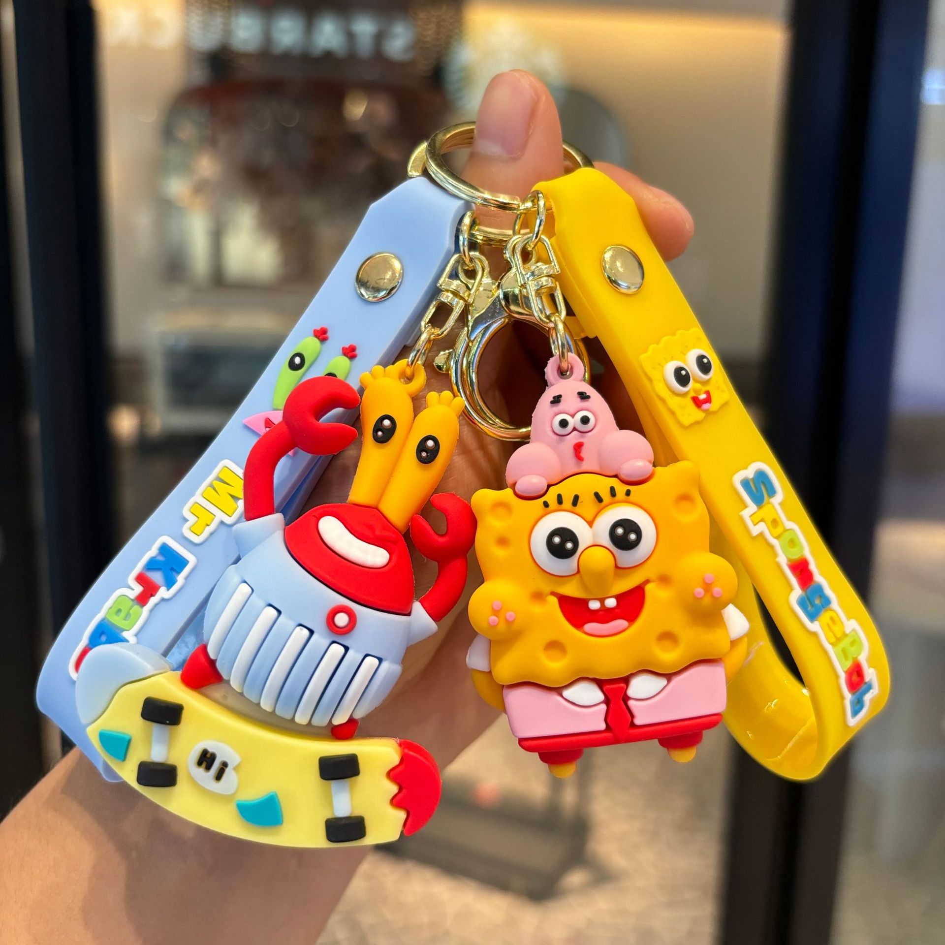 Cross-border Spongebob Keychain Pendant Paixing Cute Doll Catch Baby Machine Small Gift Key Chain Wholesale