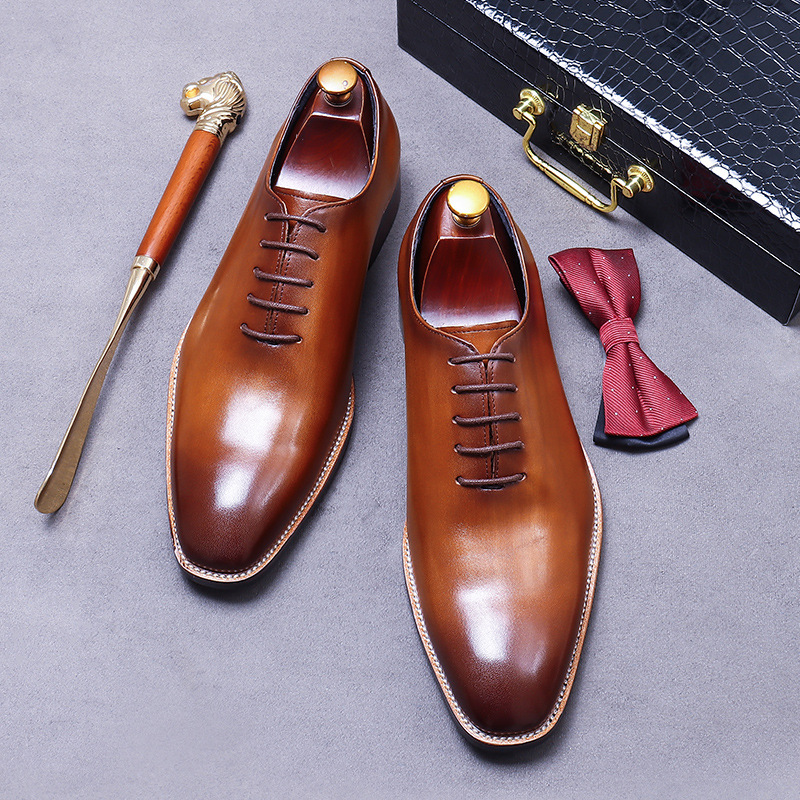 [Big Sale] Men's Genuine Leather New Business Formal Leather Shoes Men's Cowhide Casual Whole Leather Men's British Oxford