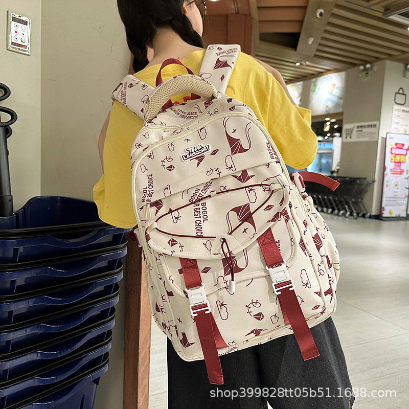 New High-Looking Small Fresh Backpack Japanese Harajuku Style Large-Capacity Travel Bag Fashionable Backpack for Middle School Students