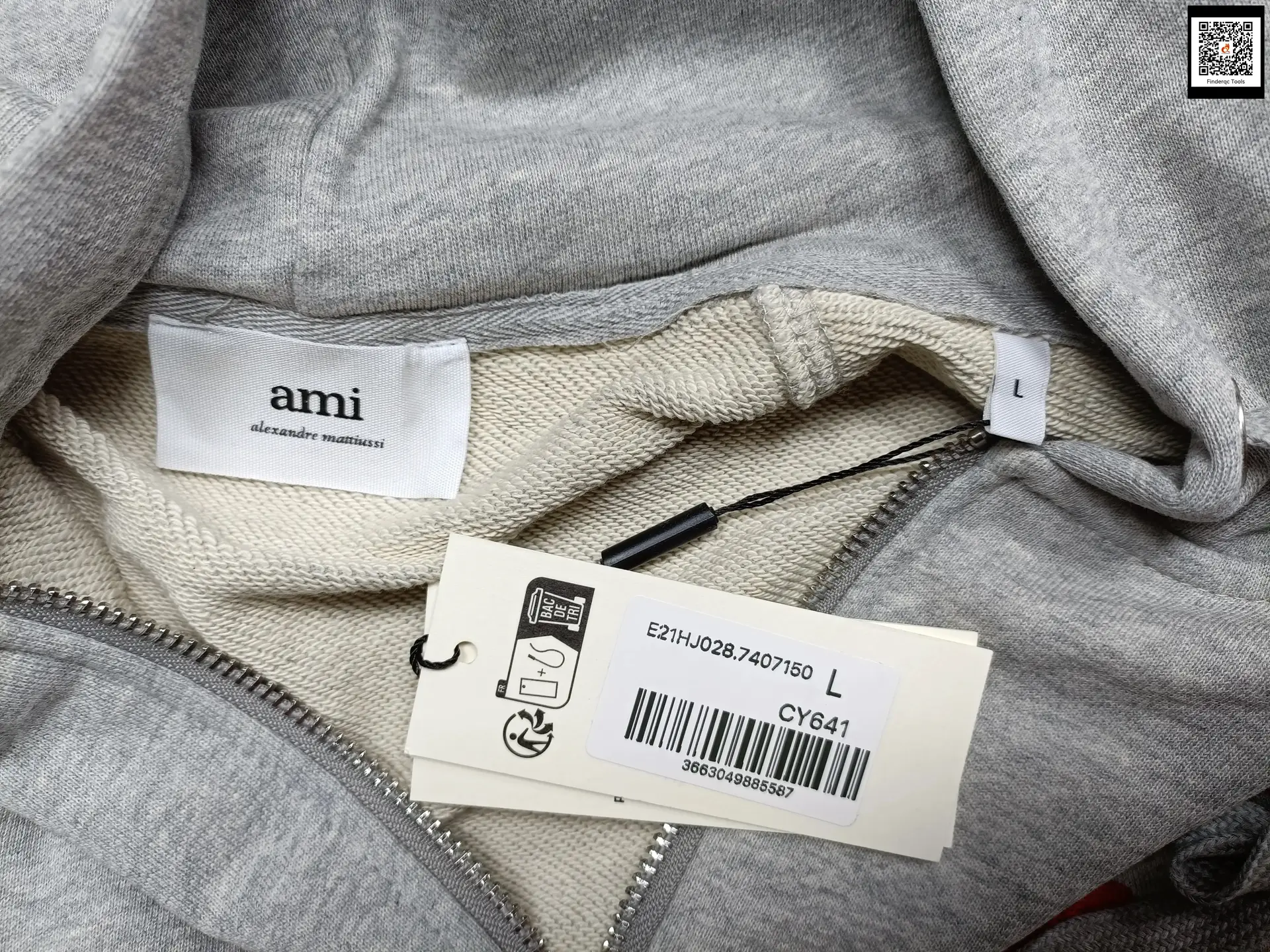 AMI Alexandre Mattiussi Grey Zipper Hoodie